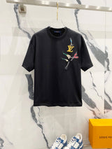 Louis Vuitton LV T-shirt Alphabet Fusion Tool Pattern Embroidery LOGO Logo Crew Neck Short Sleeve Pure Cotton Unisex T T-shirt OS Loose Fit T-Shirt Casual Simple Base Shirt