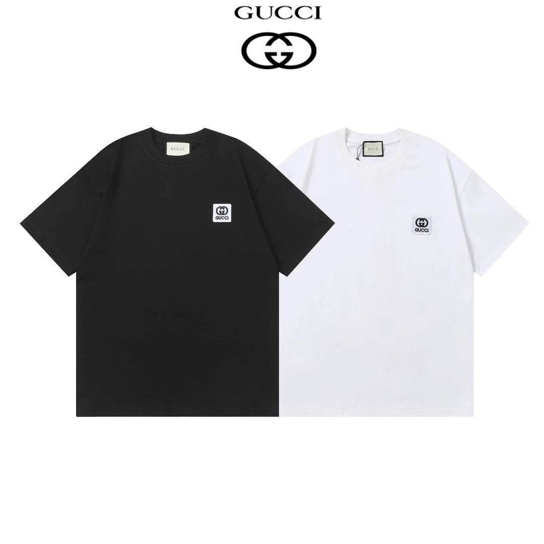 Gucci T-shirt Chest Letter Patch Embroidery logo round Neck Short Sleeve25ss New Pure Cotton Unisex Style T T-shirt OS Loose Fit Base Shirt Top Half Sleeve T-Shirt