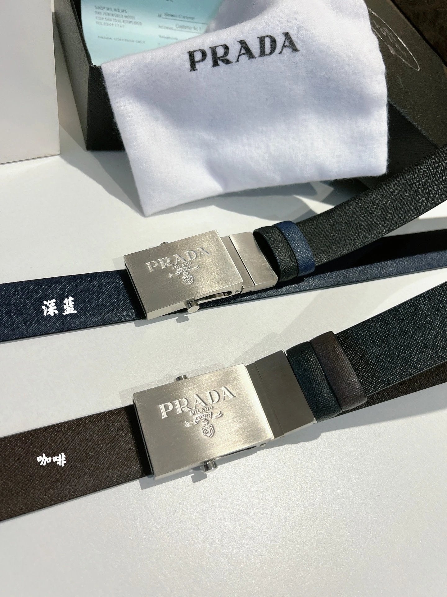 PRADA Belt Top version 【First Layer Cowhide】Men's Belt P Home Classic Business Belt Fashion Casual Width:3.5cm Boutique Pattern Automatic Buckle316Fine Steel Made Selected First Layer Cowhide Italian Leather Embryo PA Sliding Teeth Are Strong and Durable