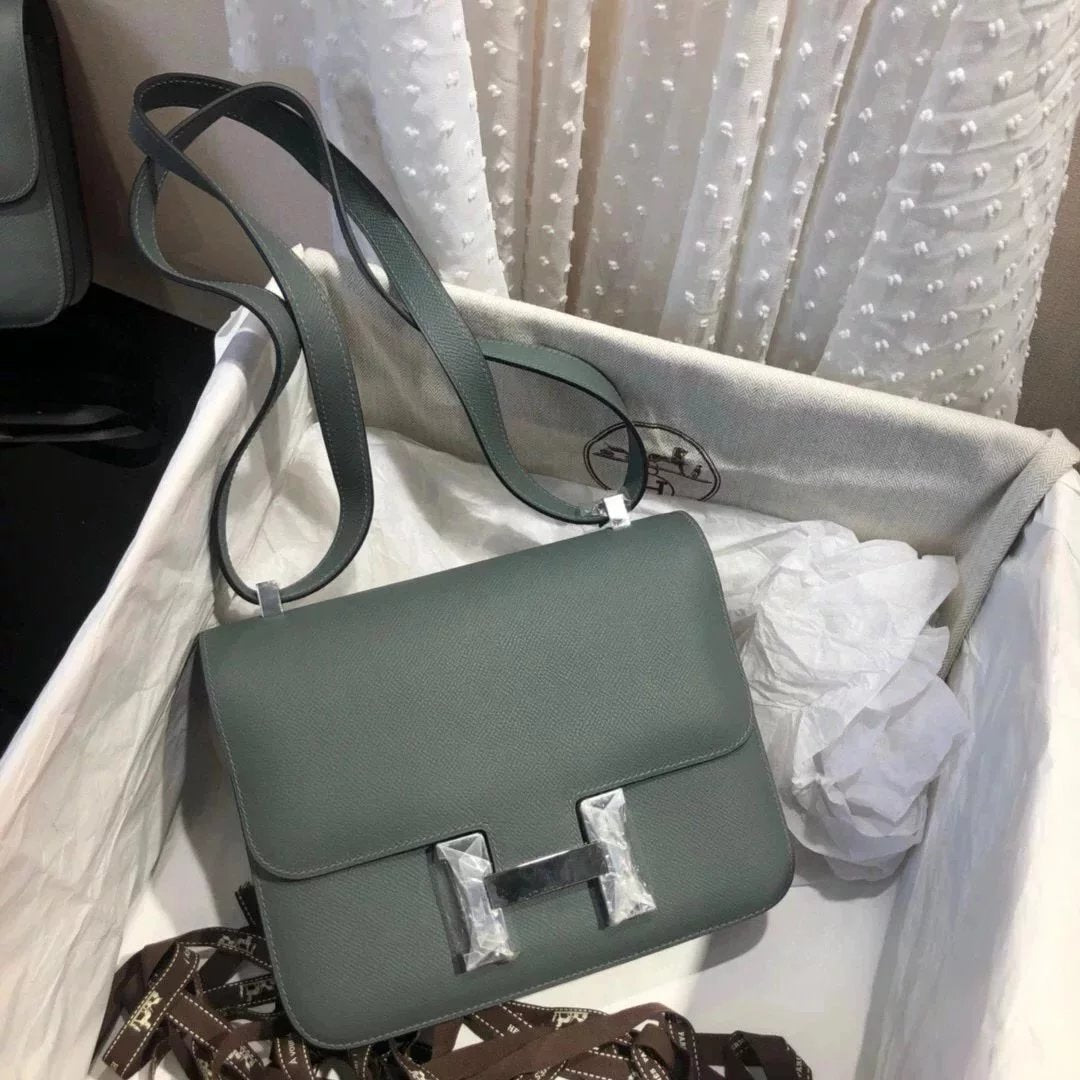 Hermes women's bag Top version 【H Handmade Custom】Stewardess Bag Constance Bag constance Silver Buckle Gold Buckle EP Women's Leather Crossbody Shoulder Bag2424