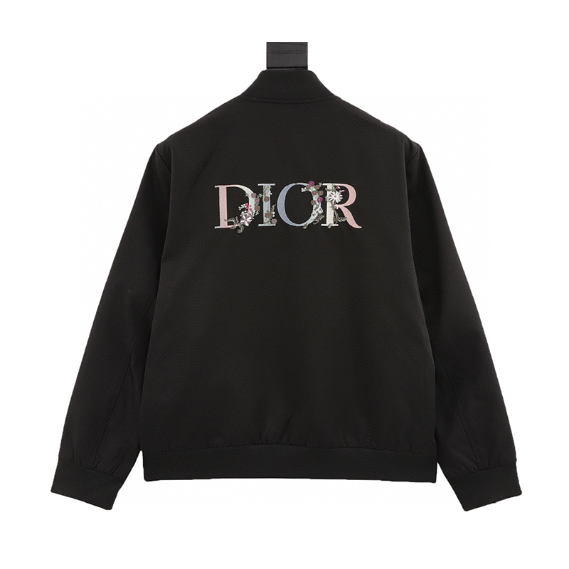 Dior Jackets Floral Embroidered Logo Baseball Uniform Jacket Coat for Men and Women