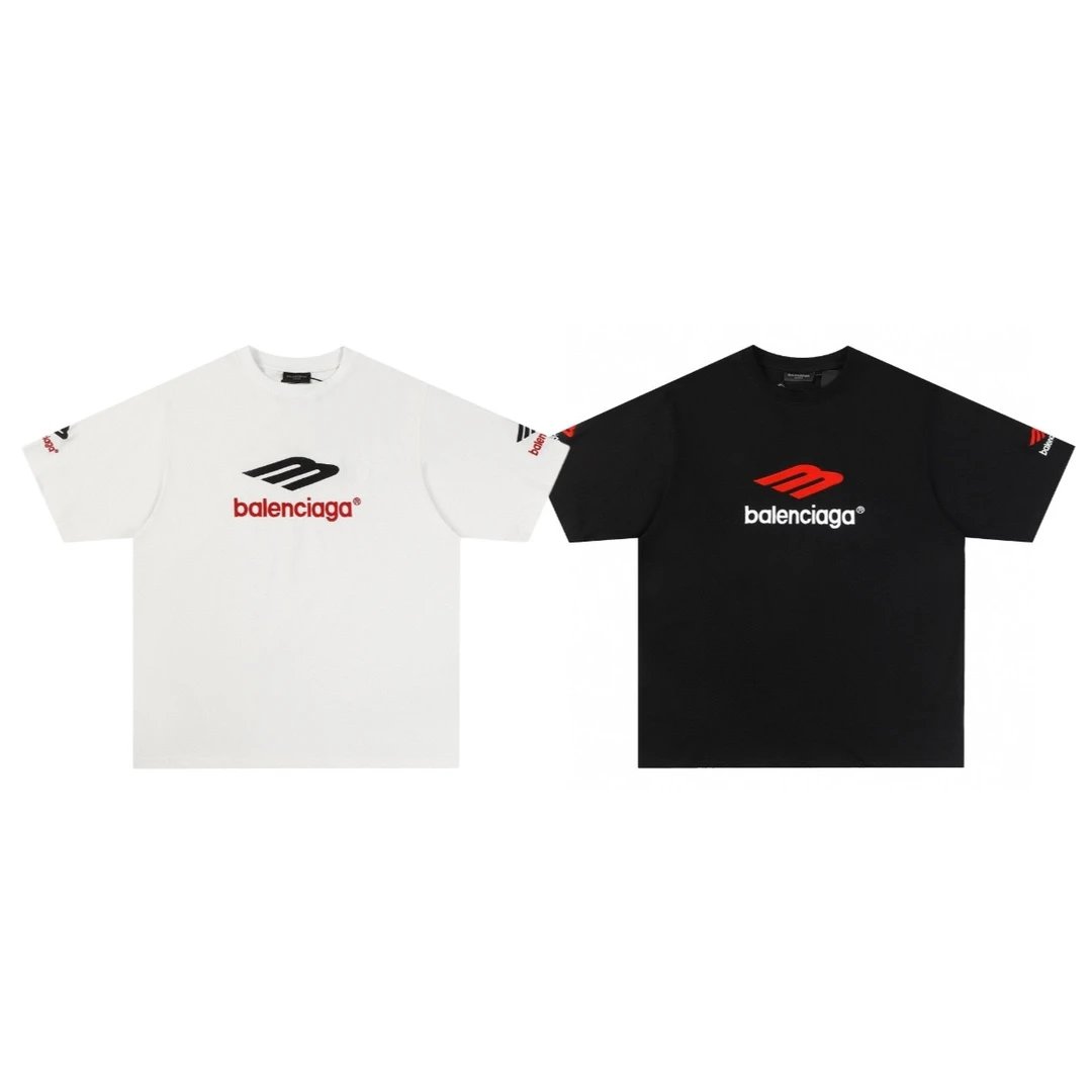 Balenciaga T-shirt Large chest m Embroidery logo round Neck Short Sleeve25ss New Pure Cotton Unisex Style T T-shirt OS Loose Fit Base Shirt Half Sleeve T-Shirt Top Half Sleeve