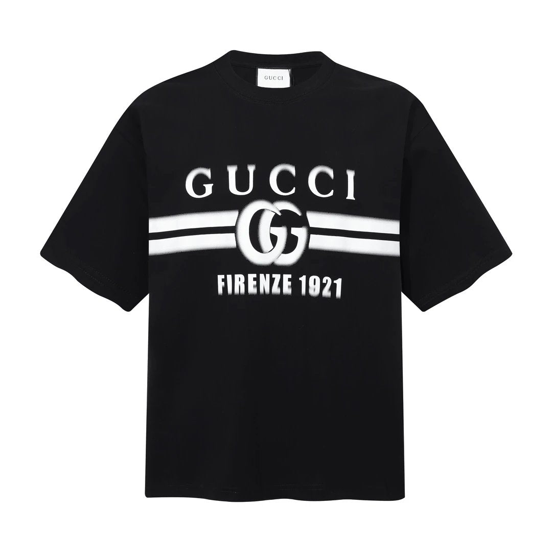 Gucci T-shirt 1921Series Front Print logo round Neck Short Sleeve25ss New Pure Cotton Unisex Style T T-shirt OS Loose Fit Base Shirt Short Sleeve Top T-Shirt
