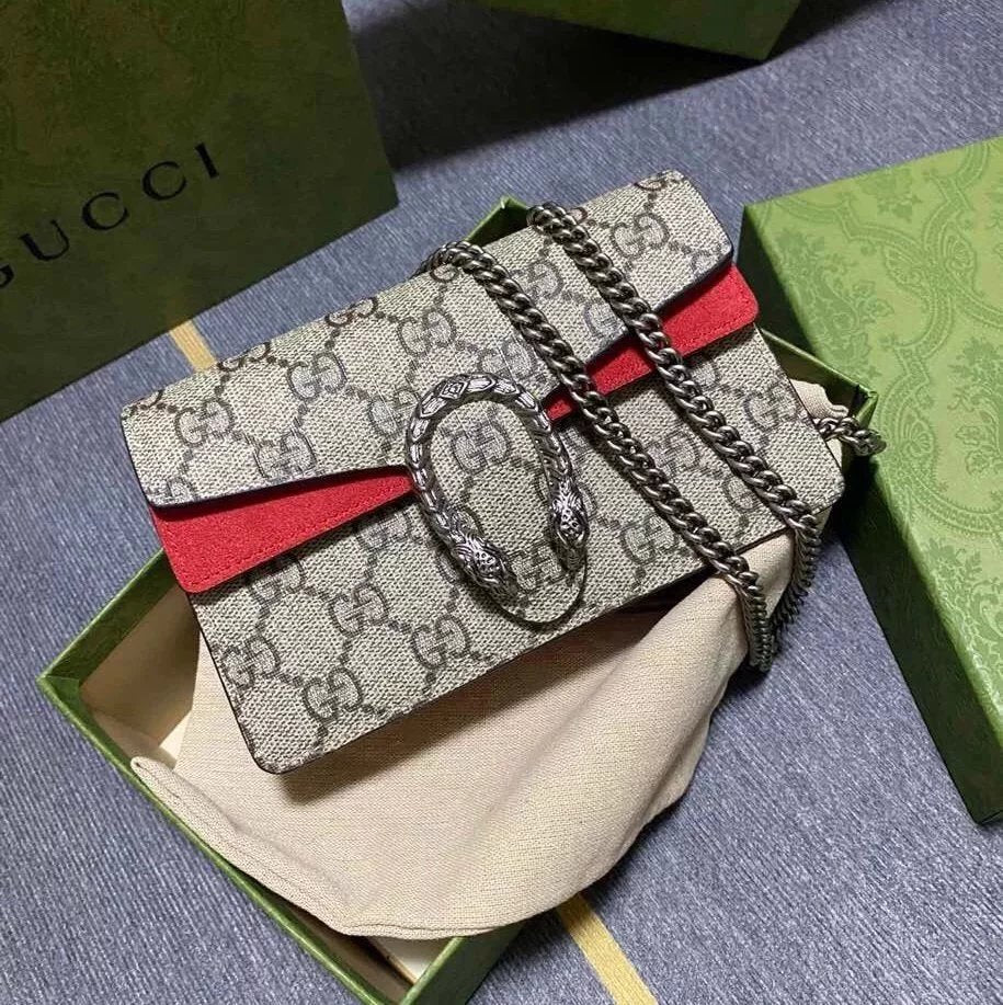 Gucci Women's Bag Top version 【Level Surrogate Shopping】Dionysus Dionysian cross-body bag mini Classic Presbyopic Khaki Mini Small Sized476432421970Classic Wine God Buckle with Original Calfskin16.5cm Dionysus mini Wine God Mini Size