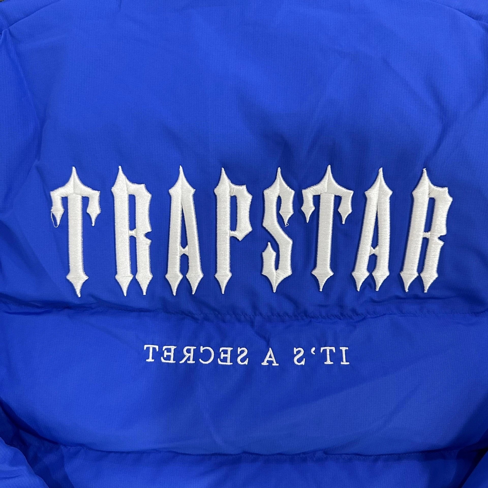 Trapstar Down Jackets Vests Dark Blue White Letter Hooded Coat New European and American High Street Fashion Brand Couple's Cotton-Padded Jacket All-Matching