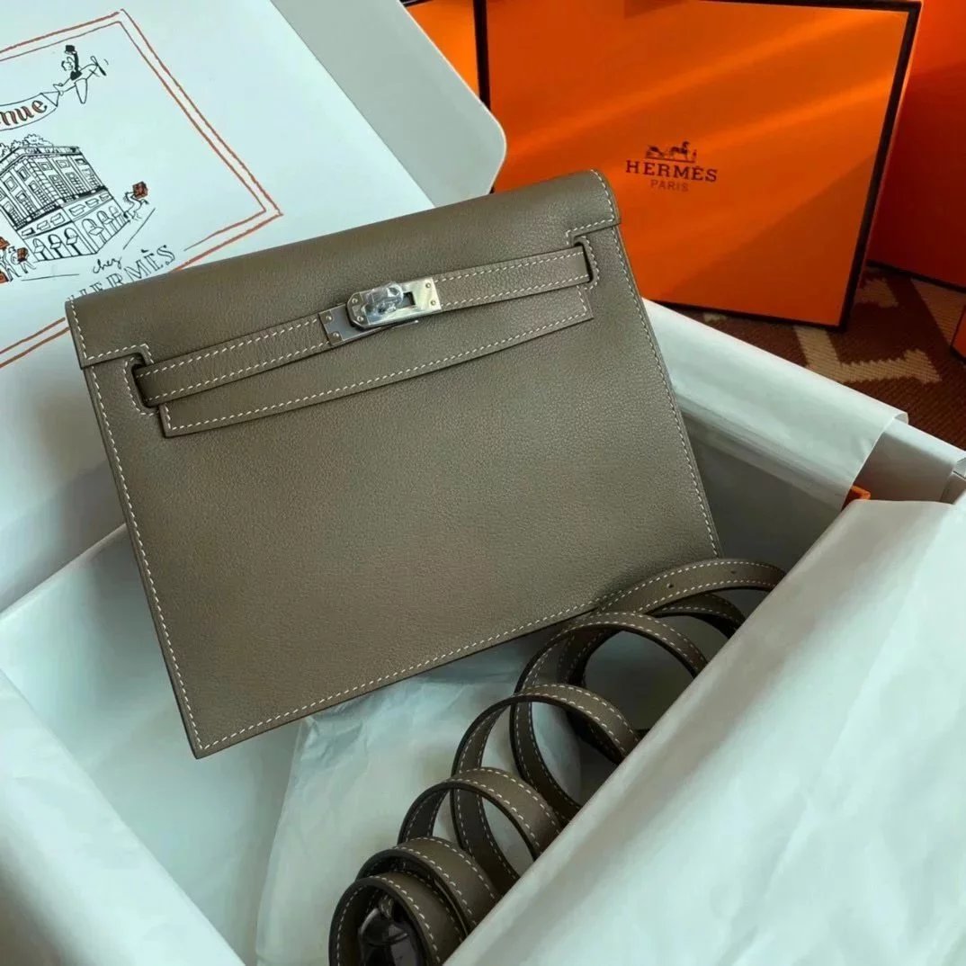 Hermes women's bag Top version 【H Handmade】Women's Bag KellyDanSe22cmevercolor Leather Imported Beeswax Thread Clutch Backpack Waist Bag Shoulder Messenger Bag Gold and Silver Buckle