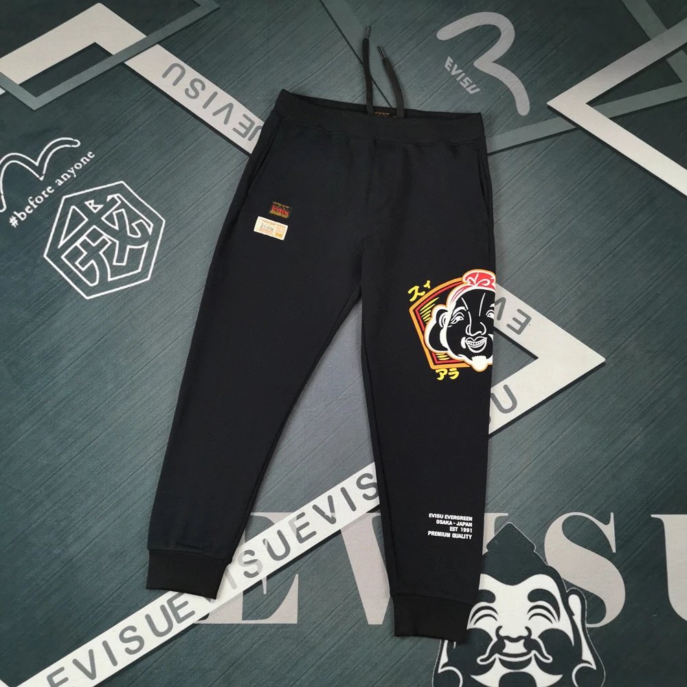 Evisu Sweatpants Top Version2024Autumn and Winter New Sweatpants Colorful Diamond Damo Men and Women Loose Casual Couple Long Pants Fashion