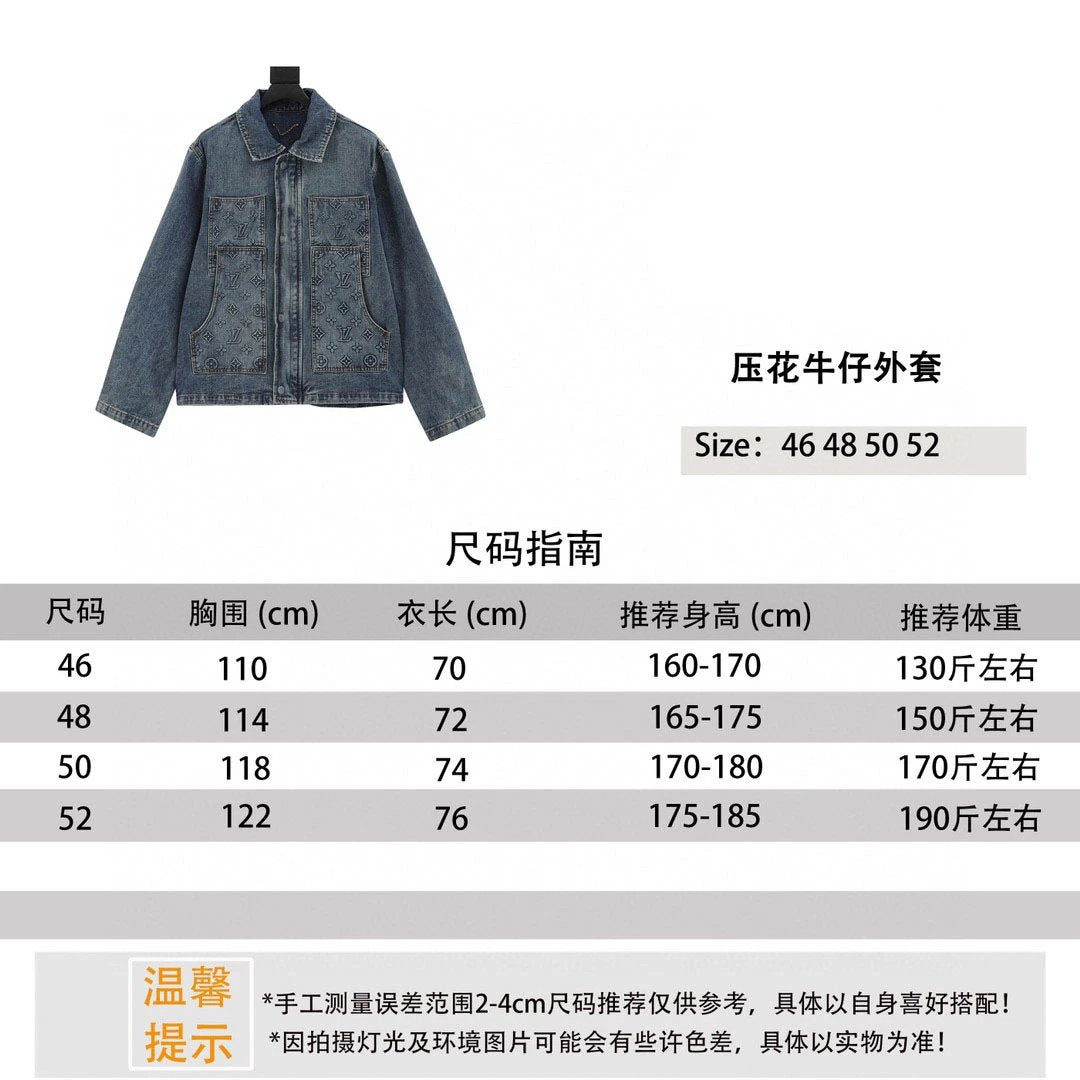 Louis Vuitton LV Jackets Embossed Denim Coat for Men and Women