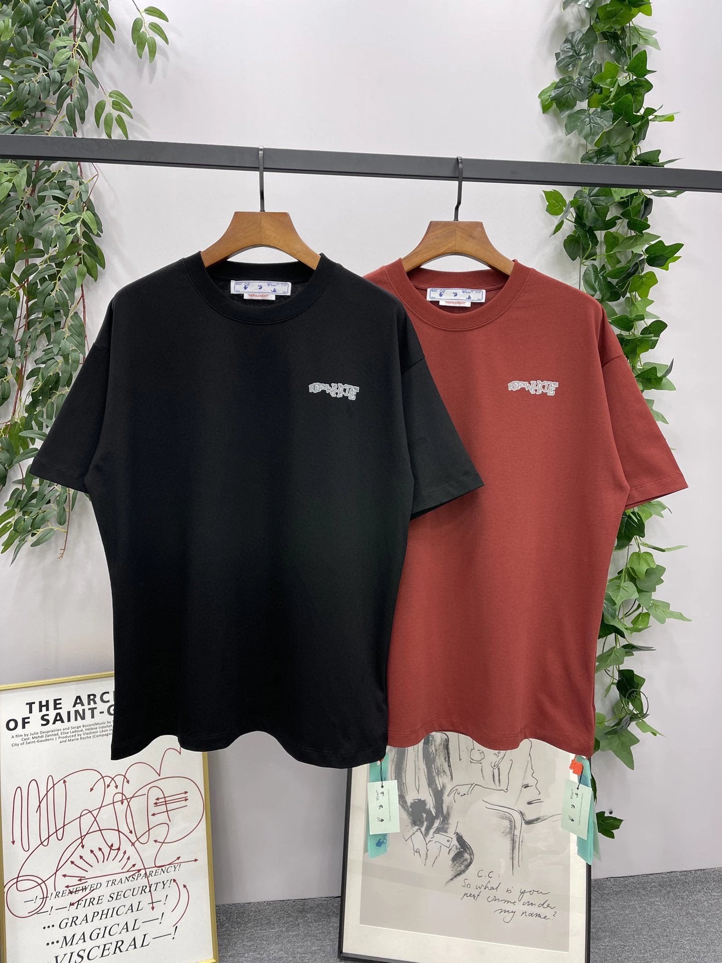 OFF-White T-shirt Top Version Oil Painting Splash Ink Tape Graffiti Arrow Short Sleeve Summer Unisex Wear Couple Style T T-shirt