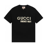 Gucci T-shirt Chest Letter Print logo round Neck Short Sleeve25ss New pure cotton T Unisex T-Shirt OS Drop Shoulder Loose Fit Base Shirt Top T-Shirt Short Sleeve