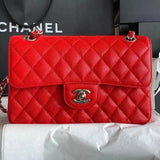 Chanel Women's Bag Top version 【Genuine Goods Leather】CF Original Caviar Ball Grain Cowhide Particles Full Classic CF Small Size23cm Black Gold Black Silver CF Flap Bag Pairs Clog Original Sheepskin Mouth Cover Chain Bag1117CF23cm
