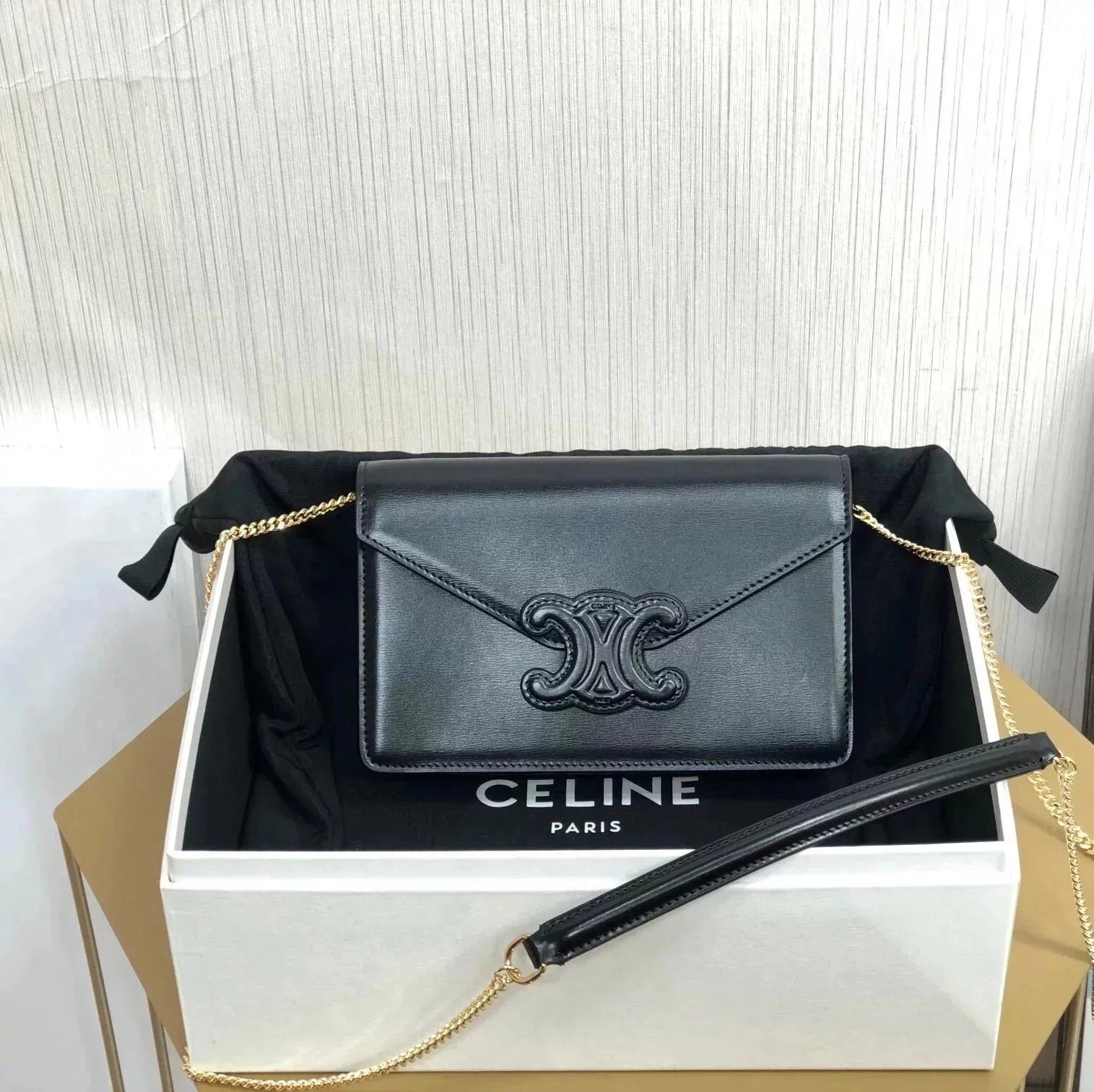 Celine women's bag Top version 【Original Leather Highest Version】2022New CUIRTRIOMPHEWOC Arc De Triomphe Chain Bag Envelope Package Shoulder Bag Messenger Bag Women's Bag10J733