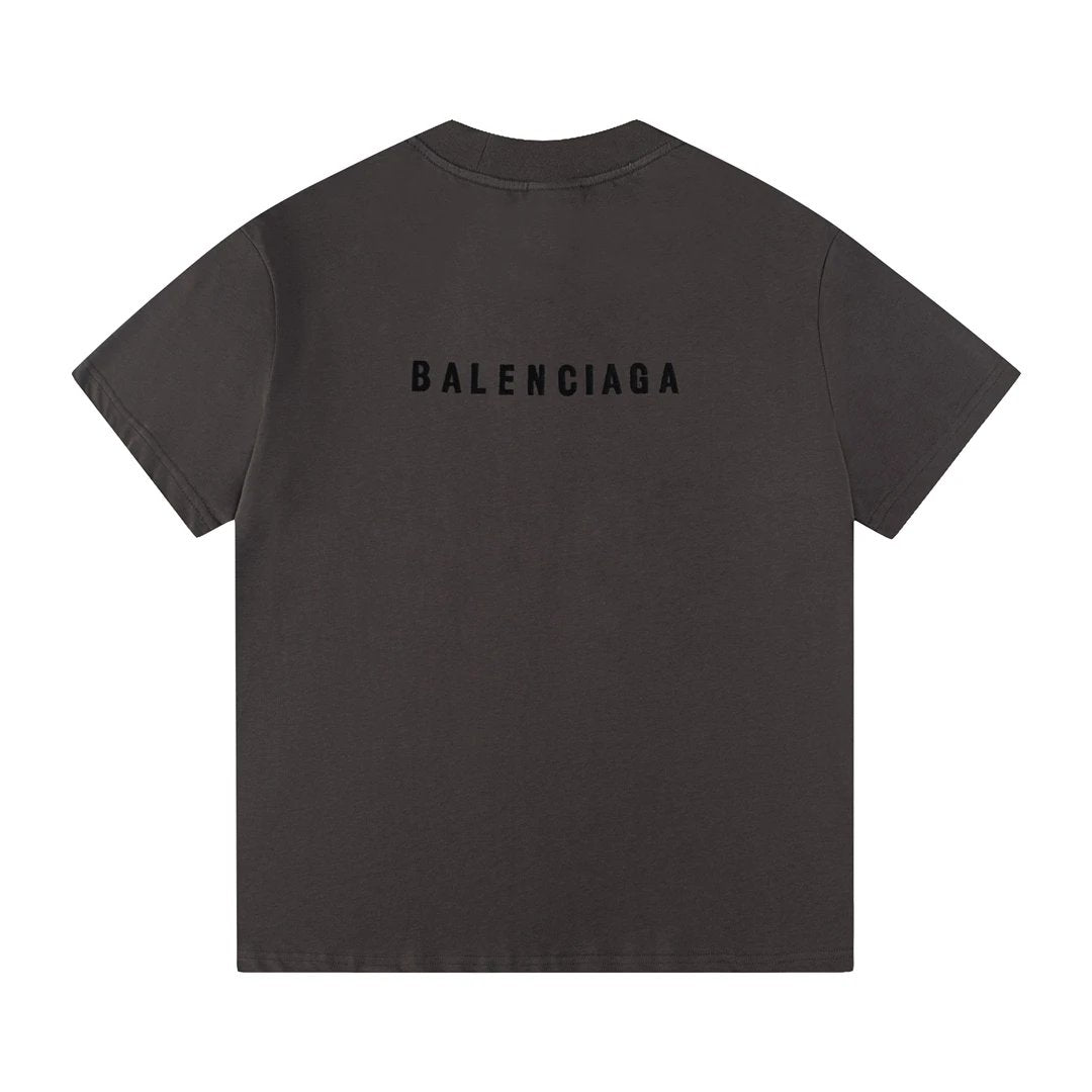 Balenciaga T-shirt Front and Back Letters logo round Neck Short Sleeve25ss New Pure Cotton Unisex Style T T-shirt OS Loose Fit Base Shirt Half Sleeve T-Shirt Top Half Sleeve