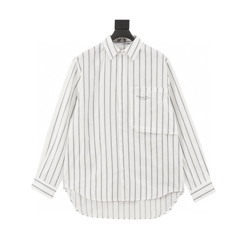 Dior Shirt Vertical Striped Small Icon Long-Sleeved Shirt for Men and Women