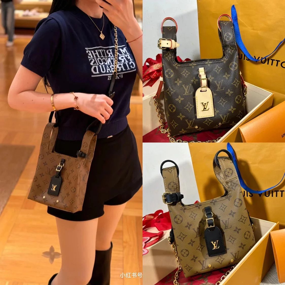 Louis Vuitton LV Women's Bag Top version M46817Autumn and Winter New Presbyopic Shopping Bag Atlantis Large Handbag Vegetable Basket Bag Handbag Shopping Bag M46816Small Size Portable Vegetable Basket Bag M46821Yellow Flower Monogram Bag Show Vegetable Ba