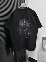 Chrome Hearts T-shirt Backside Print logo round Neck Short Sleeve25ss New Pure Cotton Unisex Style T T-shirt OS Loose Fit Base Shirt Top Half Sleeve T-Shirt