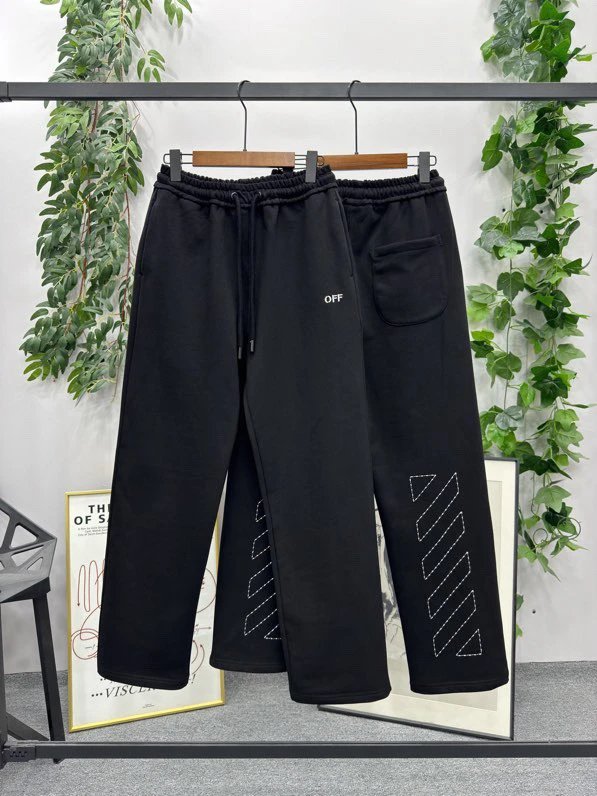 OFF-White Sweatpants Top Version Counter Same Style Pure Cotton Spring and Autumn Pants Men's Casual Sweatpants Loose Track Pants Fashionable Trousers