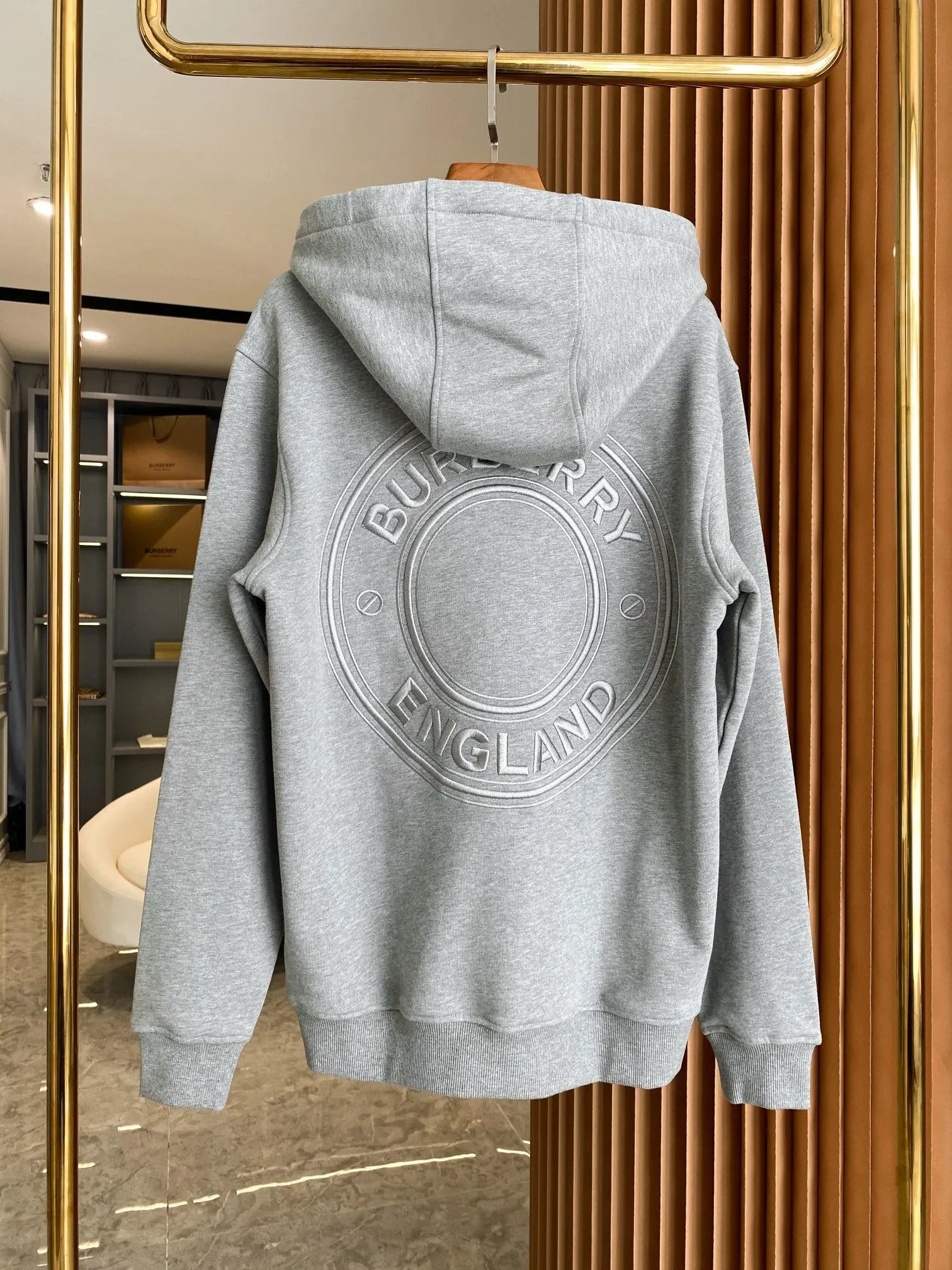 Burberry Hoodie Micro Embroidery logo Patterned Cotton Hooded Loose Fit Sweatshirt Unisex Jacket