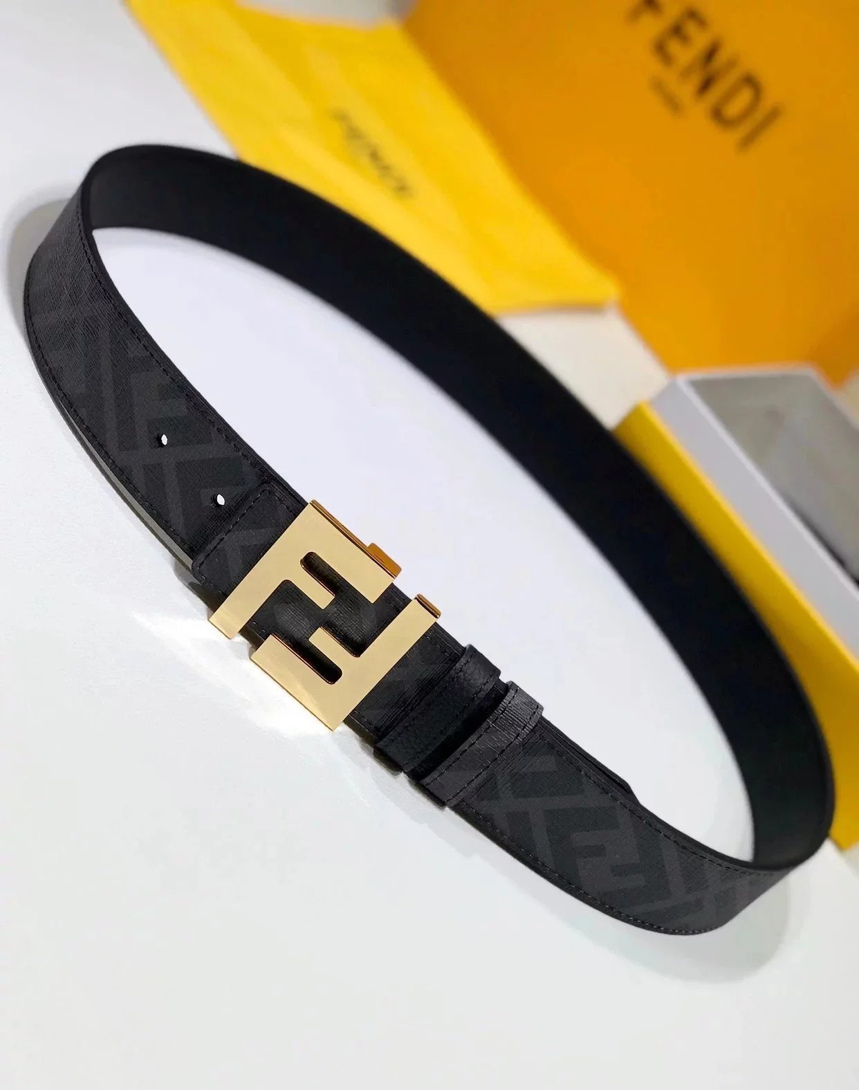 FENDI Belt Top version Double F Buckle4cm Belt Imported from Italy Cowhide Leather Pure Original Leather Men's Belt Smooth Buckle Men's Belt