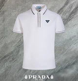 PRADA T-shirt Chest Triangle Mark logo Patch POLO Shirt Lapel Short Sleeve25ss New Unisex Style OS Loose T Summer Half Sleeve Business Shirt Plus Size T-Shirt