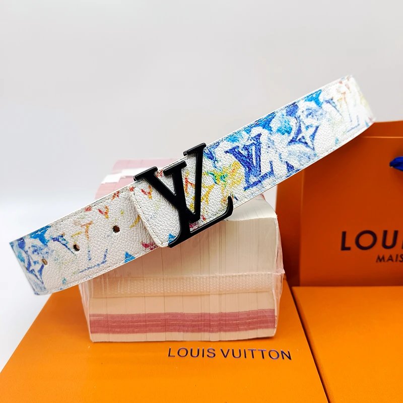 Louis Vuitton LV Belt Belt Men's Graffiti Casual All-Matching Men's Smart Guy Belt Trendy Brand Pant Belt Young Student Pants Belt