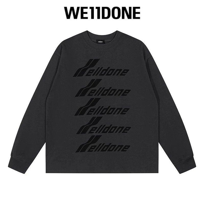 We11done Hoodie Top Version Zhao Lusi Yang Mi Long Sleeve T T-shirt Color Graffiti Letters Gradient Spring and Autumn