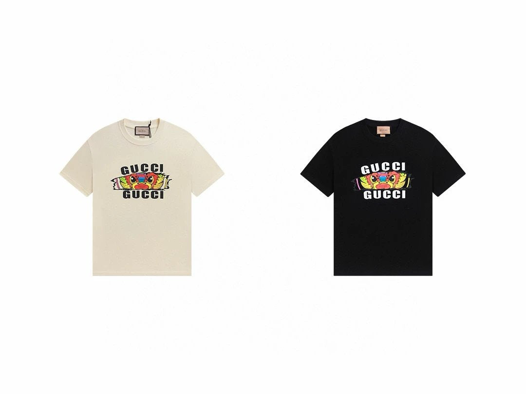 Gucci T-shirt Chest Kirin Head Pattern Print logo round Neck Short Sleeve25ss New Pure Cotton Unisex Style T T-shirt OS Loose Fit Base Shirt Half Sleeve T-Shirt Top Half Sleeve