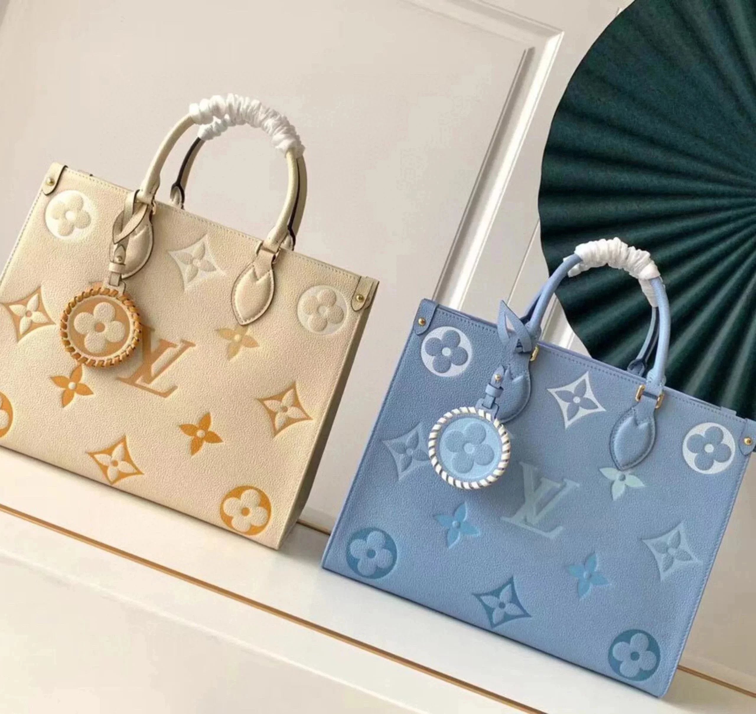 Louis Vuitton LV Women's Bag Top version M45718M45717BYthepoo2021New Mummy Bag ontheg Shopping Bag Full Leather Vanilla Yellow Medium Tote Beige White Gradient Detail Shoulder Bag Handbag Women's Bag