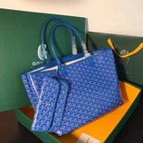 Goyard Bag Top version 【Original Leather】New Shopping Bag New Double-Layer Shopping Bag tote Tote Bag Full of Flower Hand Stitching Full of French Elegant Custom Y Graffiti Material with Leather Lightweight and Wear-Resistant Material