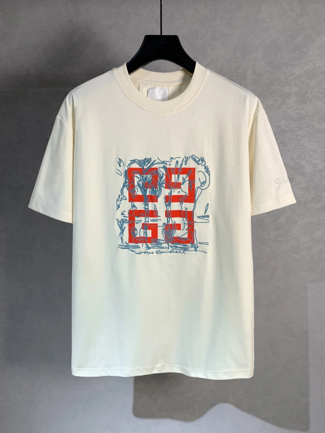 Givenchy T-shirt Chest Letter Print Pattern Embroidery logo round Neck Short Sleeve25ss New Pure Cotton Unisex Style T Casual T-Shirt Base Layer Shirt OS Loose Fit Half Sleeve Top Plus Size