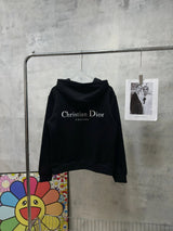 Dior Hoodie Front and Back Letter Distressed Print Hooded Jacket420100% Cotton Terry Zip-Up Jacket Sweatshirt Unisex24ss Autumn and Winter New Products