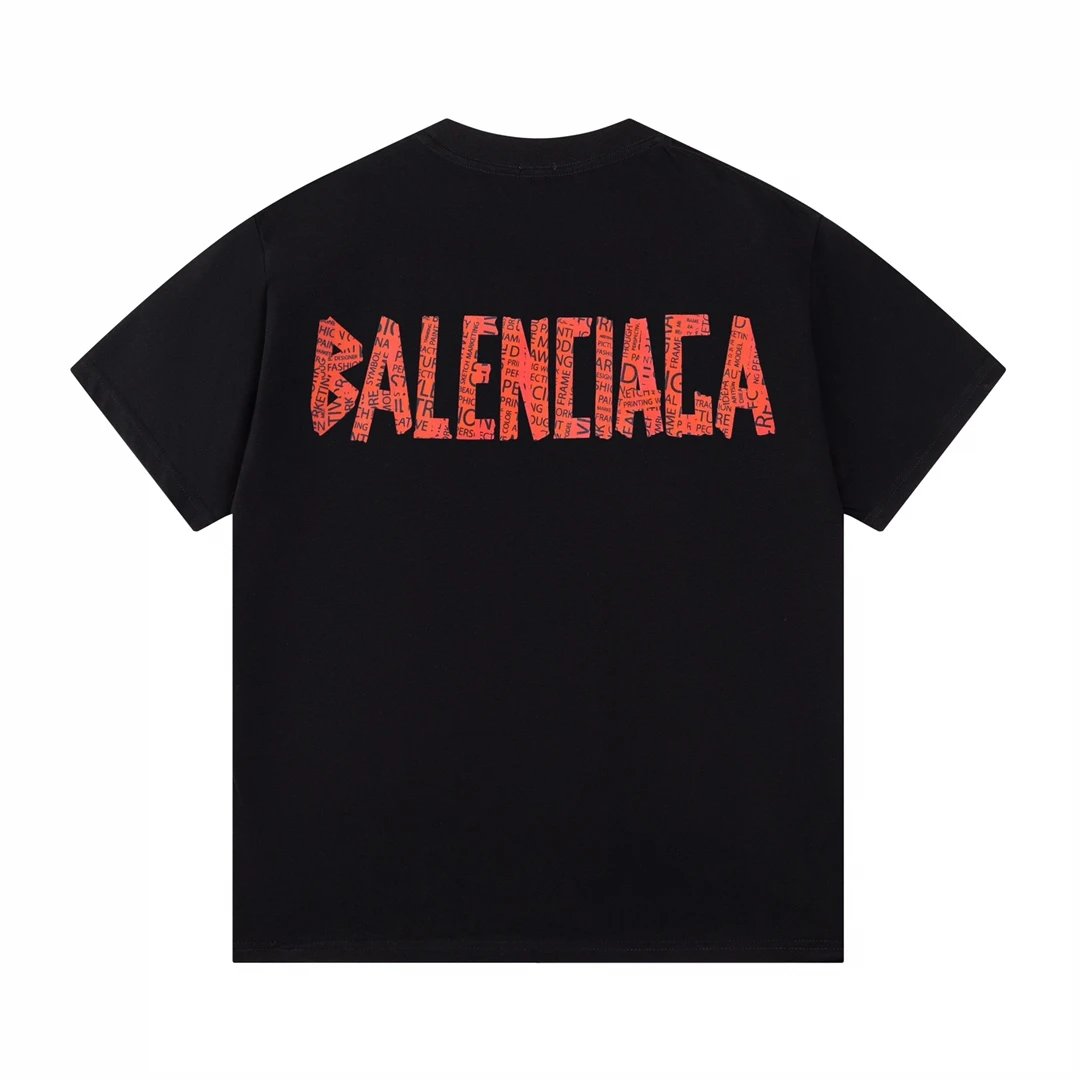 Balenciaga T-shirt Back adhesive letters logo round Neck Short Sleeve25ss New pure cotton T Unisex T-Shirt OS Loose Fit Base Shirt Top Half Sleeve T-Shirt