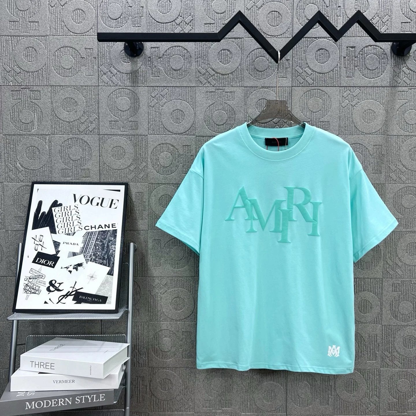 Amiri T-shirt Classic Letter Print on the Chest logo round Neck Short Sleeve25ss New Pure Cotton Unisex Style T Casual T-Shirt Base Layer Shirt OS Loose Fit Half Sleeve Top Plus Size