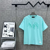 Amiri T-shirt Classic Letter Print on the Chest logo round Neck Short Sleeve25ss New Pure Cotton Unisex Style T Casual T-Shirt Base Layer Shirt OS Loose Fit Half Sleeve Top Plus Size