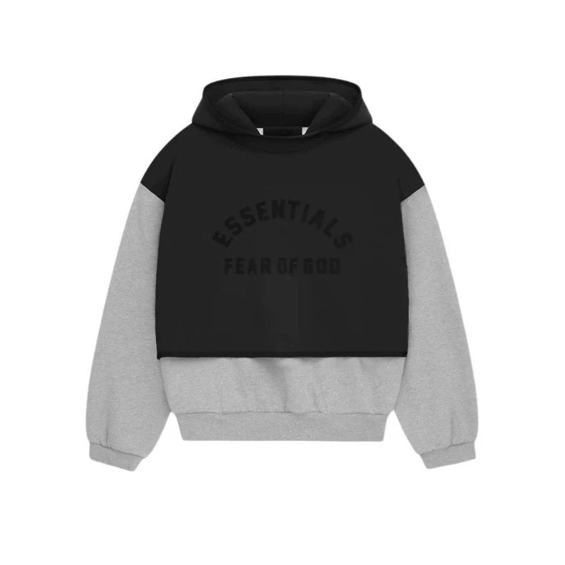 ESSENTIALS Hoodie Top Version New Double Line Letter Printing Men's Color Stitching Hoodie