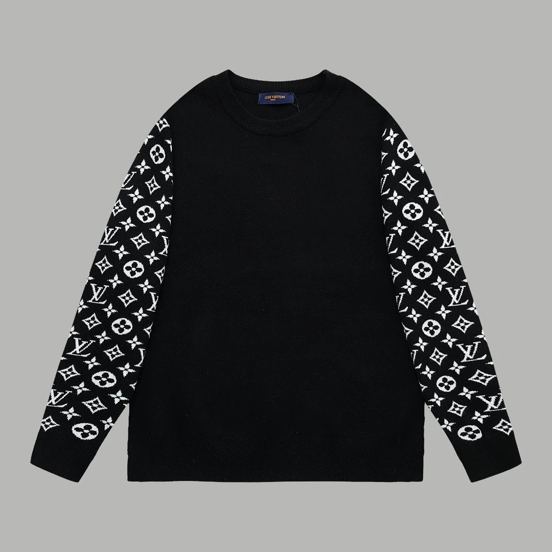 Louis Vuitton LV Sweater Full Arm Print Cashmere Blend Wool Knit Crew Neck Sweater Long Sleeve Pullover Unisex Thickened OS Loose Fit Top Versatile Casual Jacket Lazy Style