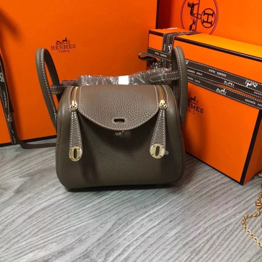 Hermes men's bag Top version 【H Handmade】2020Imported Calfskin Pure Hand Lindy Bag Doctor Bag Shoulder Handbag Medical Box Minilindy19cm26cm Women's Bag
