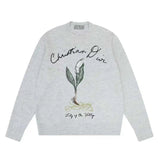 Dior Clothing 24Autumn and Winter New Lily Embroidered Letters logo Casual All-Match round Neck Sweater for Men