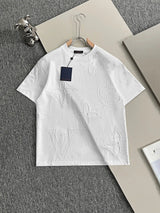 Louis Vuitton LV T-shirt Front and Back Large Clover Embroidery logo round Neck Short Sleeve25ss New Pure Cotton Unisex Style T Casual T-Shirt Base Layer Shirt OS Loose Fit Half Sleeve Top Plus Size
