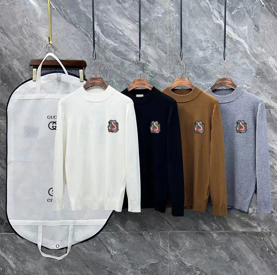 Gucci Sweater Logo LOGO 3D Half Turtleneck Sweater Long Sleeve Thickened Lazy Style OS Loose Fit Unisex Knit Top Jacket Versatile Casual Wearable Inside and Outside