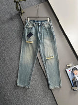 PRADA Jeans Ripped Jeans All-Season Wear Unisex Straight-Leg Long Pants Versatile Casual