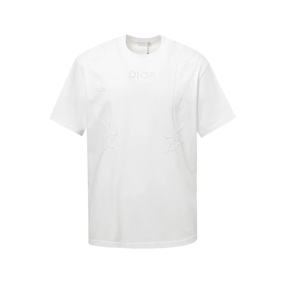 Dior T-shirt 3D Letter Embroidery on the Chest logo round Neck Short Sleeve25ss New pure cotton T Unisex T-Shirt OS Loose Fit Base Shirt Top Half Sleeve T-Shirt