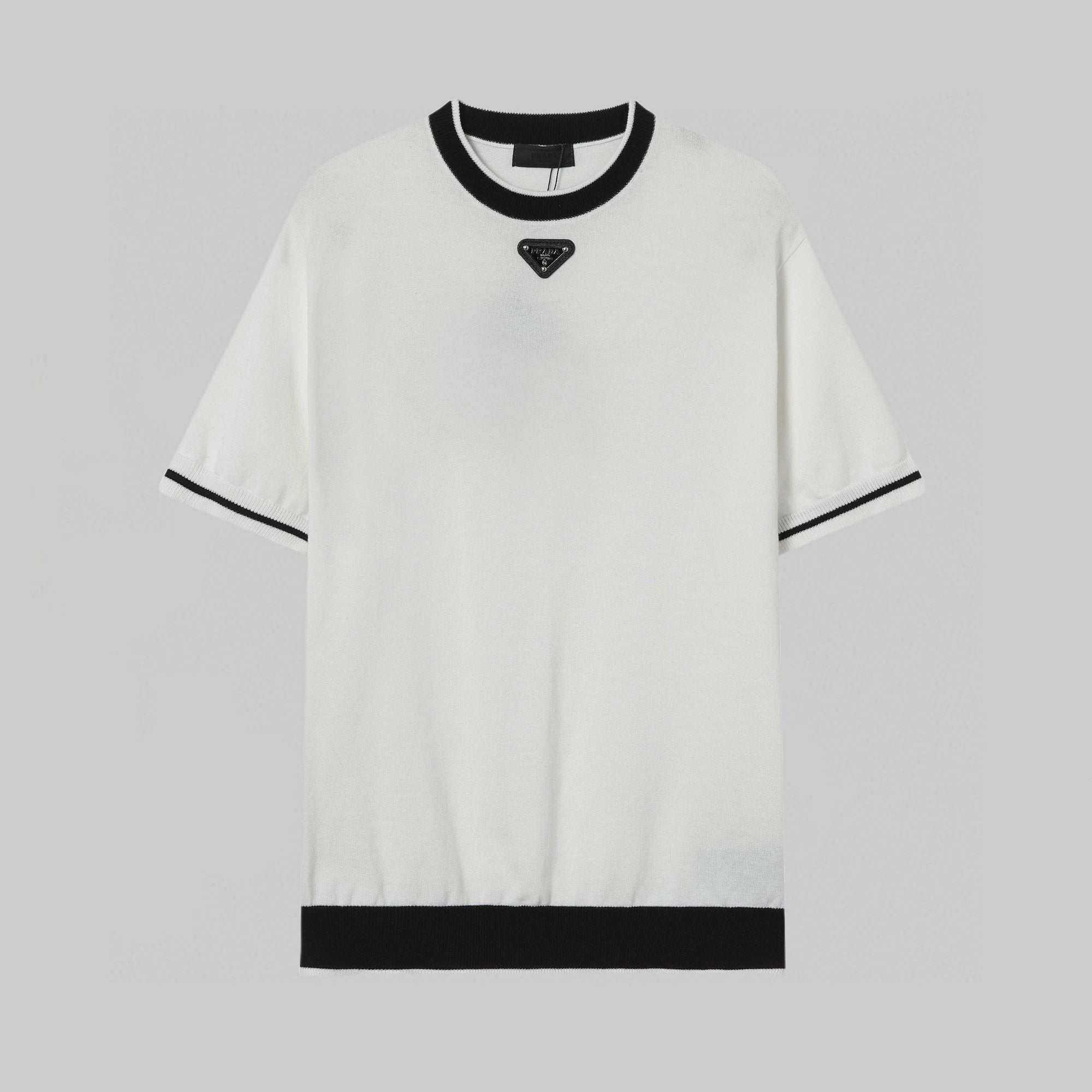 PRADA T-shirt Chest Triangle Mark logo round Neck Short Sleeve25ss New Pure Cotton Unisex Style T Casual T-Shirt Base Layer Shirt OS Loose Fit Half Sleeve Top Plus Size