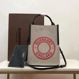 Burberry Women's Bag Top version New Silk Screen logo Bucket Bag Women's Bag Equestrian Style Cotton Canvas Bucket Bag Hand Bag Crossbody Bag Comes with Artistic Fresh Atmosphere Upper Body Matching Is Also beyond Imagination to Show Temperament