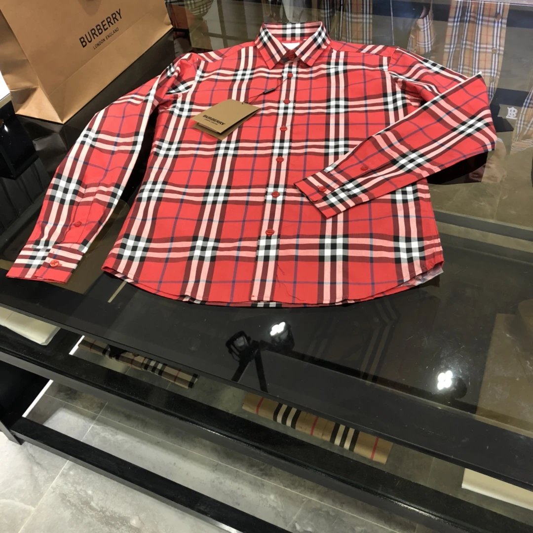 Burberry Shirt Long Sleeve Shirt25ss New Solid Color Vintage Plaid Striped Cotton Patchwork Striped Unisex Jacket Business Versatile Shirt Casual