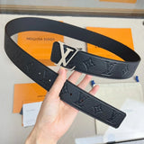 Louis Vuitton LV Belt Belt Classic Black for Men Flower Button Double-Sided Cowhide Casual Belt Buckle Business Genuine Leather Pants Belt Women