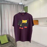 Gucci T-shirt Cartoon Double Dog Print on the Chest logo round Neck Short Sleeve25ss New Pure Cotton Unisex Style T Casual T-Shirt Base Layer Shirt OS Loose Fit Half Sleeve Top Plus Size