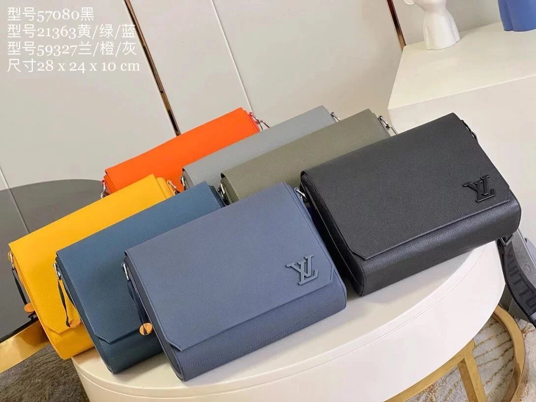 Louis Vuitton LV Men's Bag Top version 【Original Leather Hardware】Men's Bag New M570802022New Litchi Grain Cowhide newmessenger Messenger Men's Bag Men's Flip Shoulder Bag Messenger Bag Briefcase
