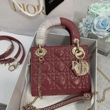 Dior Women's Bag Top version Version2023New ladymini Bag Diana Bag Three-Grid Classic Patent Leather Chain Shoulder Messenger Handbag Women's Bag