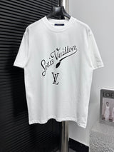 Louis Vuitton LV T-shirt Chest Letter Print logo round Neck Short Sleeve25ss New Pure Cotton Unisex Style T T-shirt OS Loose Fit Base Shirt Top Half Sleeve T-Shirt